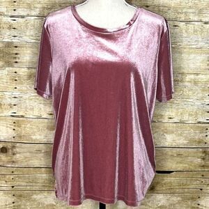 OLD NAVY RELAXED FIT TYRELL ROSE ROUND NECK VELVET CASUAL EVERYDAY BLOUSE LARGE